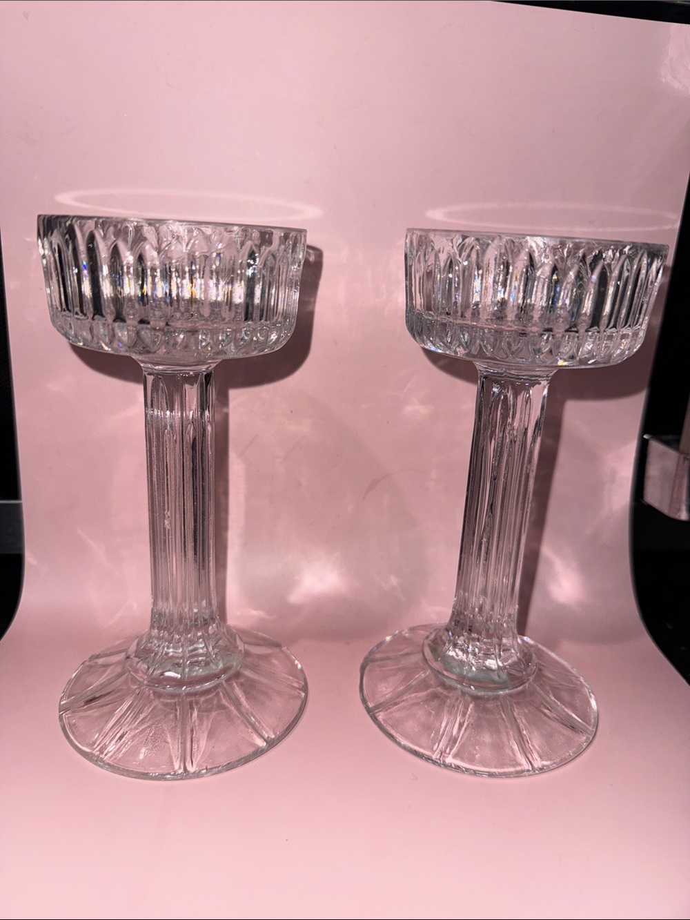 Shannon Clear Glass Pedestal Candle Holders - Set of 2 - 7ā